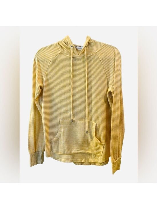 Retrology Tops - Retrology Women’s Hoodie Shirt Yellow White Striped Lightweight Size: Small